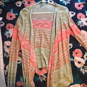 Comfy orange/ pink and tan cardigan